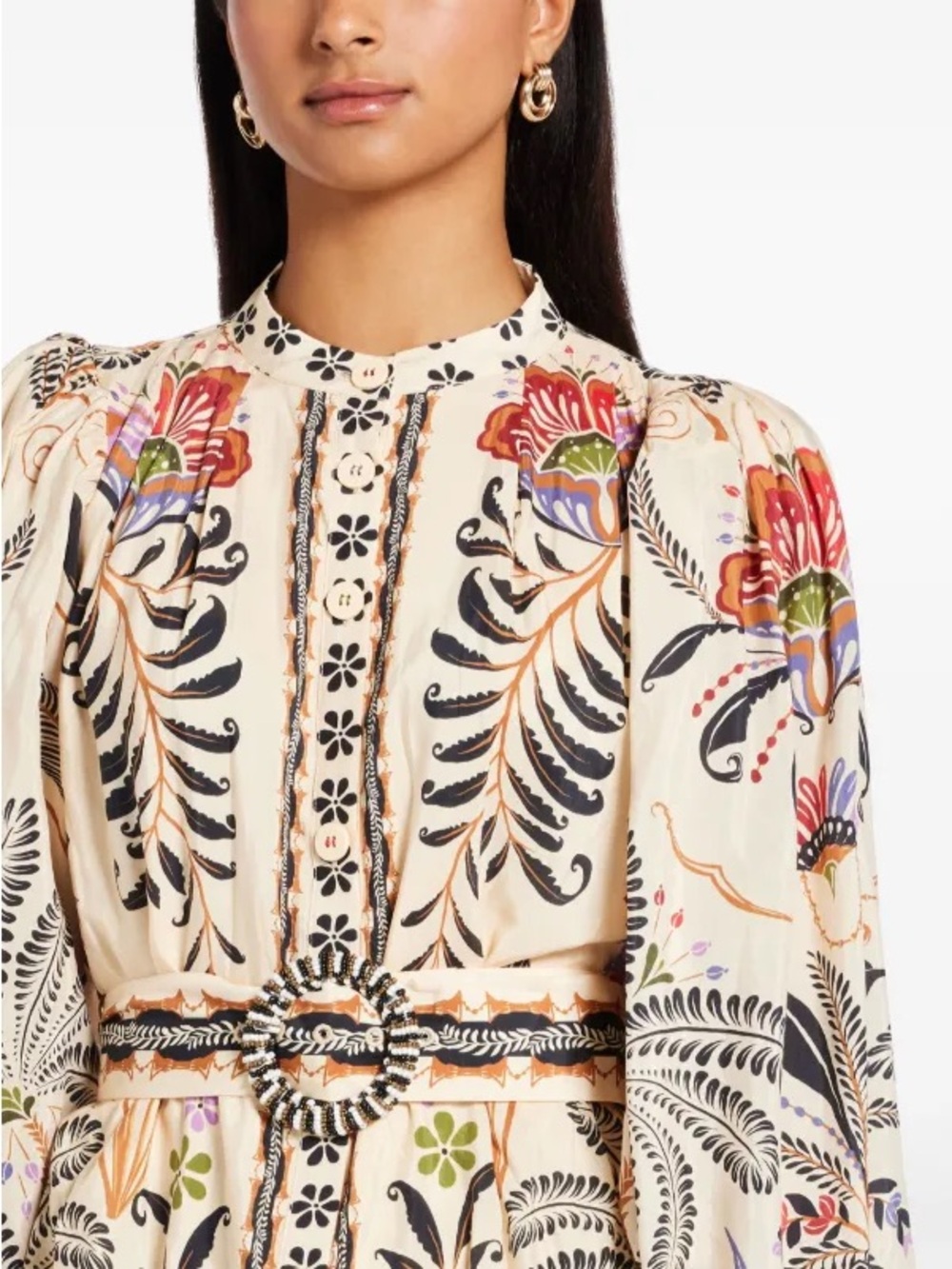 ‼️NEW Farm Rio Classic Nature Sand Long Sleeves Mini Dress - Picture 4 of 10